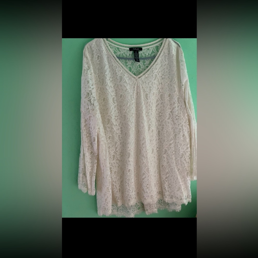 Style and Co Pink Blouse Floral Design Lace NEW